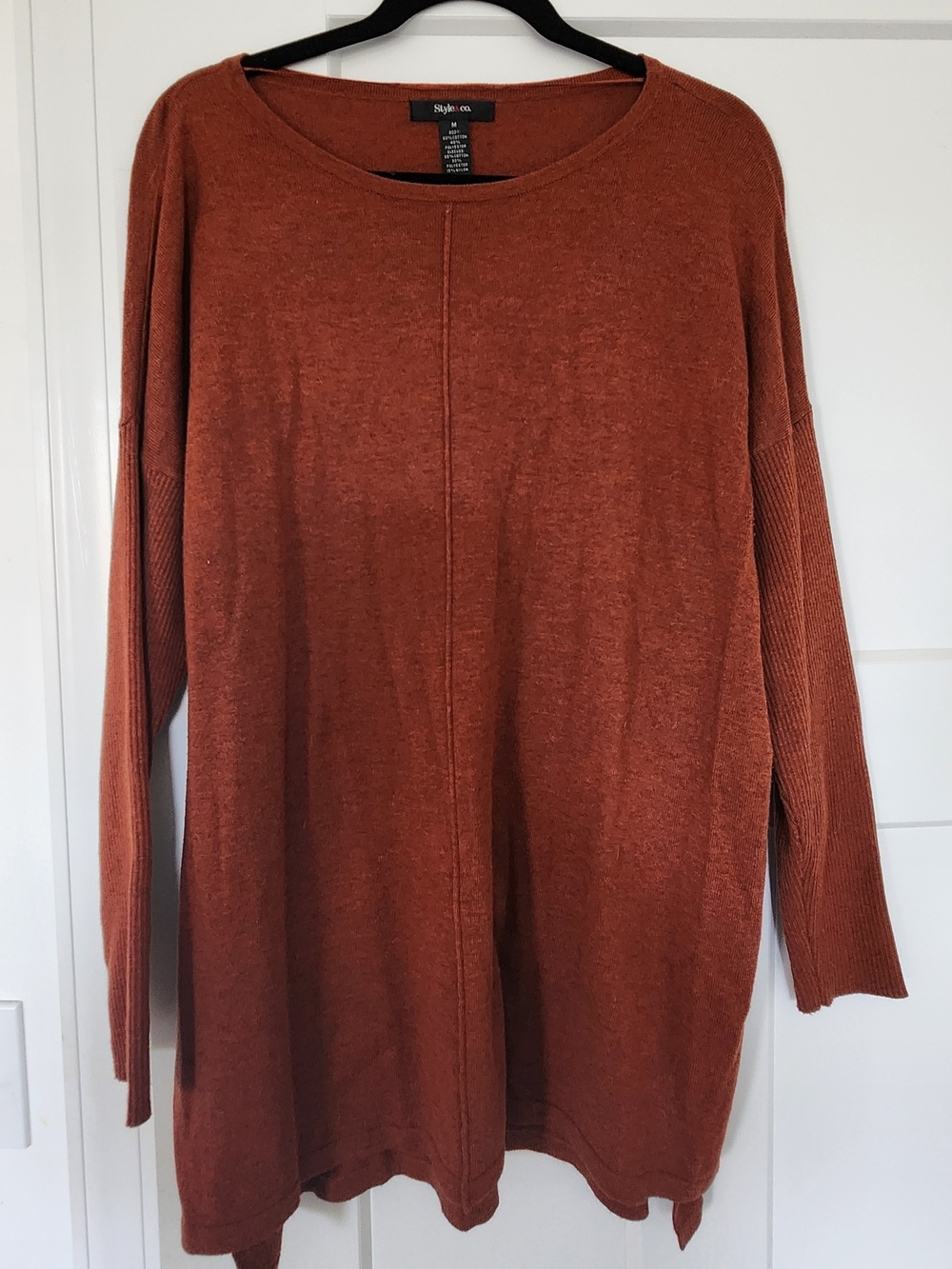 Style & Co. Oversized Rust Crewneck Long Sleeve Sweater